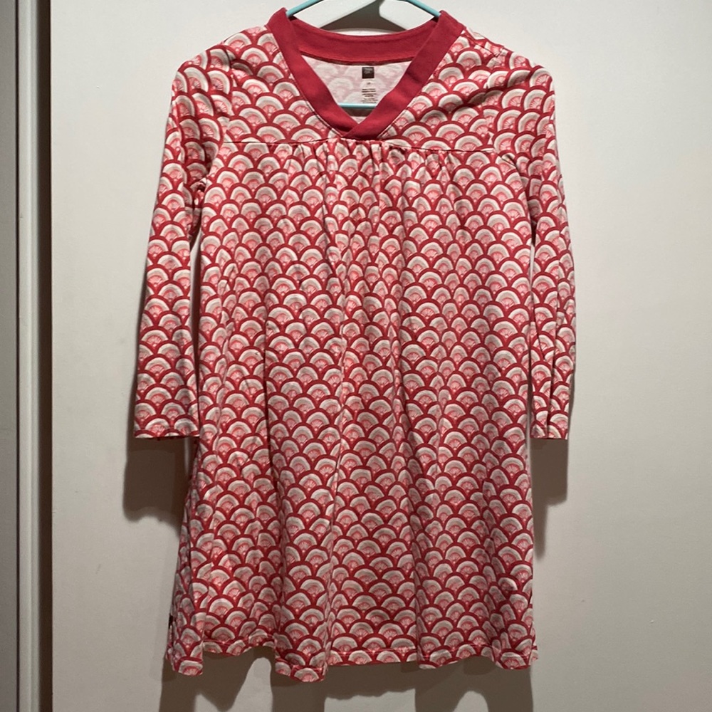 Pink, white, and cream dress with pattern